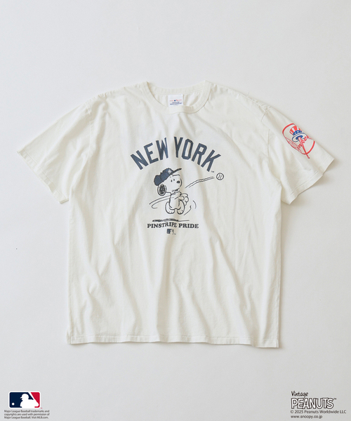 Vintage PEANUTS（ビンテージピーナッツ）の「PEANUTS 別注 MLB ベースボール プリントTシャツ（Tシャツ/カットソー・メンズ・ブラック系その他/ボルドー/ホワイト系その他/ホワイト/ライトグレー/ブラック・LARGE/MEDIUM）」の2枚目の写真