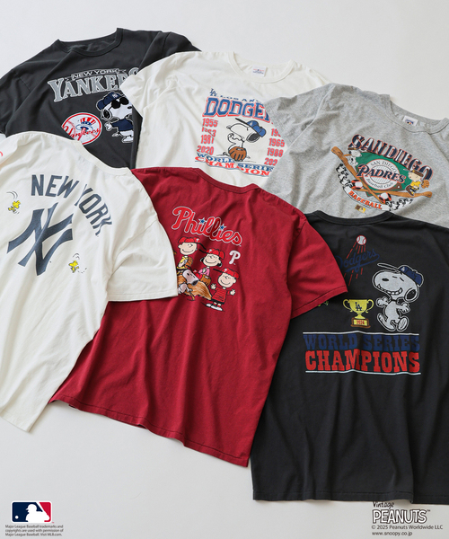 Vintage PEANUTS（ビンテージピーナッツ）の「PEANUTS 別注 MLB ベースボール プリントTシャツ（Tシャツ/カットソー・メンズ・ブラック系その他/ボルドー/ホワイト系その他/ホワイト/ライトグレー/ブラック・LARGE/MEDIUM）」の8枚目の写真