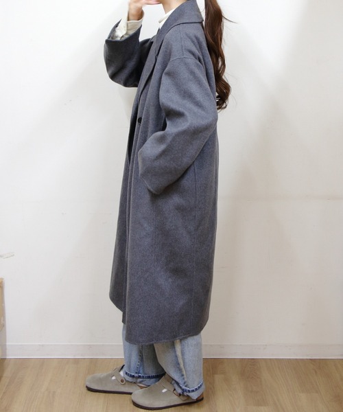 LE GLAZIK（ルグラジック）の「LE GLAZIK/ル グラジック　ウール ダブルブレストコート　LAMBS WOOL DOUBLE BREASTED COAT　LG-A0451 LWW（チェスターコート・レディース・チェック/チャコールグレー・36）」の8枚目の写真