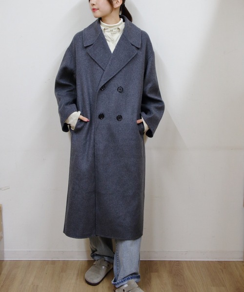 LE GLAZIK/ル グラジック ウール ダブルブレストコート LAMBS WOOL