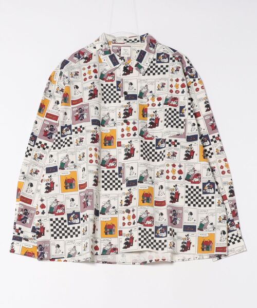 Revo.（レボ）の「Revo. アメコミパターン 総柄 レギュラーカラーシャツ 長袖（シャツ/ブラウス・メンズ・ホワイト系1/ホワイト系・2/1）」の7枚目の写真