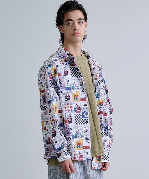 Revo.（レボ）の「Revo. アメコミパターン 総柄 レギュラーカラーシャツ 長袖（シャツ/ブラウス・メンズ・ホワイト系1/ホワイト系・2/1）」の9枚目の写真