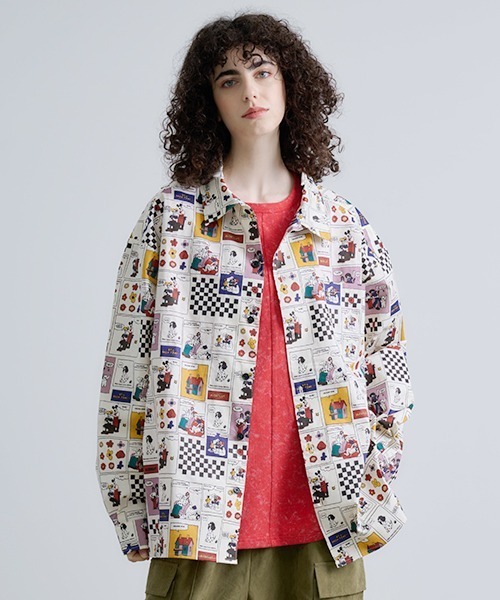 Revo.（レボ）の「Revo. アメコミパターン 総柄 レギュラーカラーシャツ 長袖（シャツ/ブラウス・メンズ・ホワイト系1/ホワイト系・2/1）」の10枚目の写真