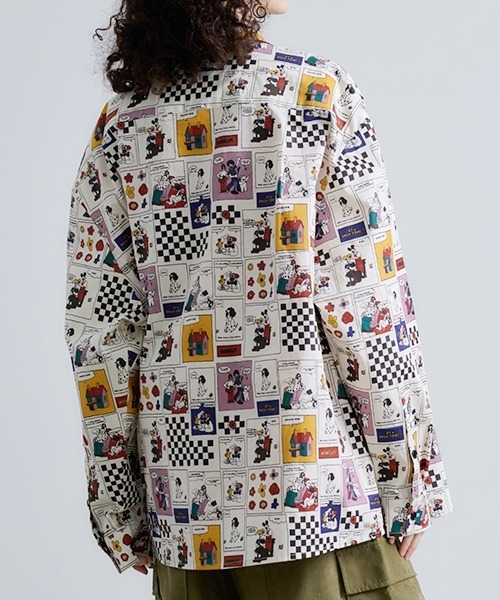 Revo.（レボ）の「Revo. アメコミパターン 総柄 レギュラーカラーシャツ 長袖（シャツ/ブラウス・メンズ・ホワイト系1/ホワイト系・2/1）」の11枚目の写真