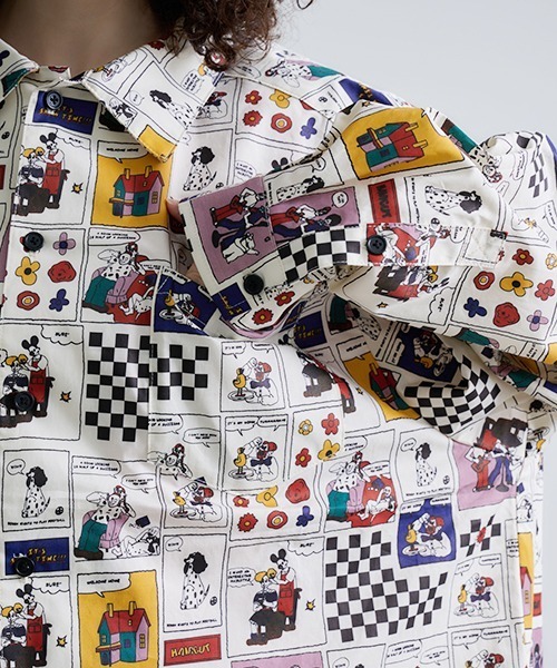 Revo.（レボ）の「Revo. アメコミパターン 総柄 レギュラーカラーシャツ 長袖（シャツ/ブラウス・メンズ・ホワイト系1/ホワイト系・2/1）」の5枚目の写真