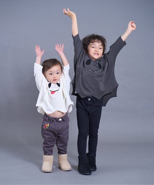 BIT'Z(ビッツ)の「こうもり&おばけハロウィントップス(Tシャツ/カットソー・キッズ・チャコール/アイボリー・90/110/130)」の6枚目の写真