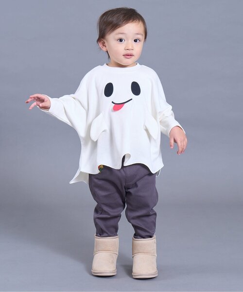 BIT'Z(ビッツ)の「こうもり&おばけハロウィントップス(Tシャツ/カットソー・キッズ・チャコール/アイボリー・90/110/130)」の9枚目の写真