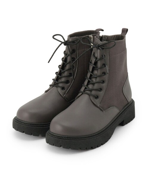 SHOO・LA・RUE（シューラルー）の「ニットレースアップブーツ（ブーツ・レディース・ブラウン系その他/ブラック・35/45）」の2枚目の写真