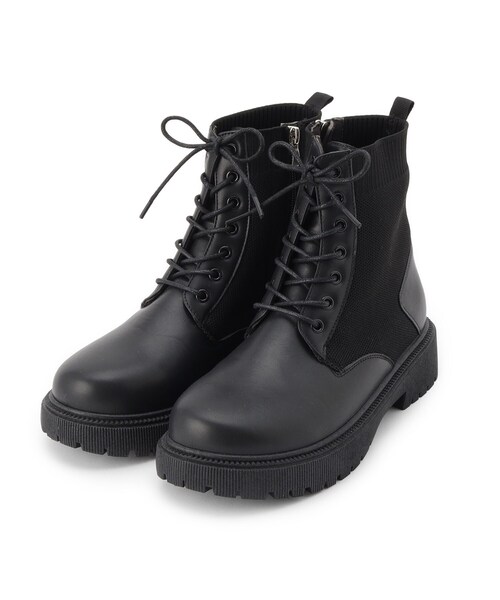 SHOO・LA・RUE（シューラルー）の「ニットレースアップブーツ（ブーツ・レディース・ブラウン系その他/ブラック・35/45）」の4枚目の写真