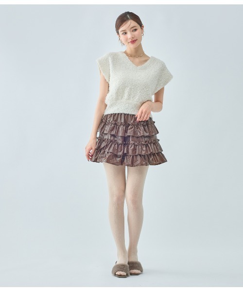 PEACH JOHN（ピーチジョン）の「フェザーニットトップス（カーディガン/ボレロ・レディース・アイボリー/グレー/ピンク・ONE SIZE）」の4枚目の写真