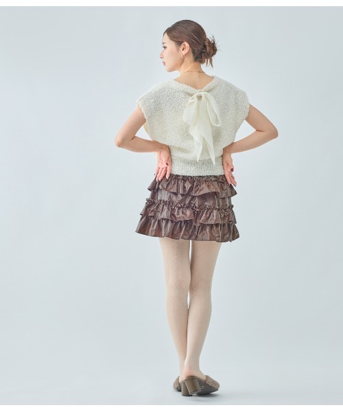 PEACH JOHN（ピーチジョン）の「フェザーニットトップス（カーディガン/ボレロ・レディース・アイボリー/グレー/ピンク・ONE SIZE）」の5枚目の写真