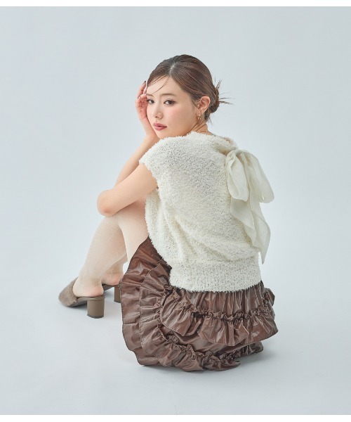 PEACH JOHN（ピーチジョン）の「フェザーニットトップス（カーディガン/ボレロ・レディース・アイボリー/グレー/ピンク・ONE SIZE）」の15枚目の写真