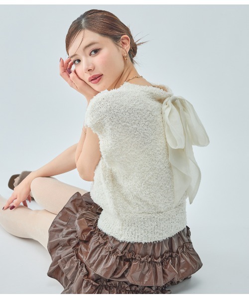 PEACH JOHN（ピーチジョン）の「フェザーニットトップス（カーディガン/ボレロ・レディース・アイボリー/グレー/ピンク・ONE SIZE）」の17枚目の写真