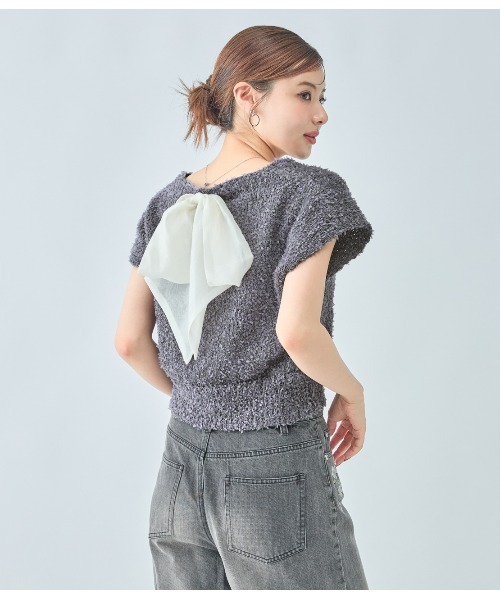 PEACH JOHN（ピーチジョン）の「フェザーニットトップス（カーディガン/ボレロ・レディース・アイボリー/グレー/ピンク・ONE SIZE）」の20枚目の写真