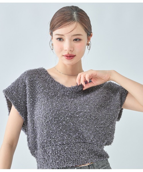 PEACH JOHN（ピーチジョン）の「フェザーニットトップス（カーディガン/ボレロ・レディース・アイボリー/グレー/ピンク・ONE SIZE）」の21枚目の写真