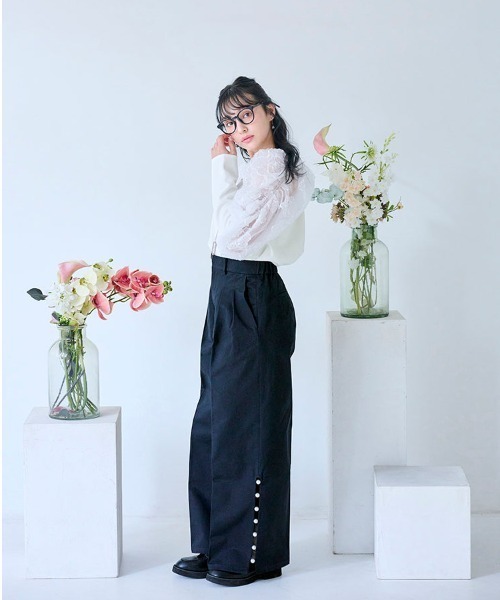 Chesty(チェスティー)の「Bellona パールコットンパンツ(その他パンツ・レディース・ブラック/ベージュ・0/1)」の3枚目の写真