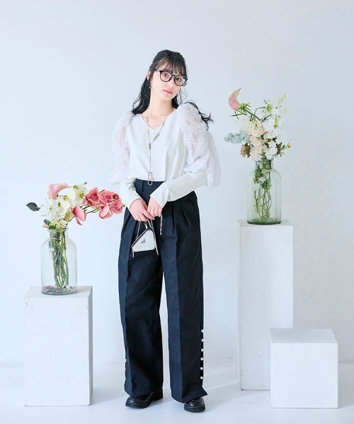 Chesty(チェスティー)の「Bellona パールコットンパンツ(その他パンツ・レディース・ブラック/ベージュ・0/1)」の4枚目の写真
