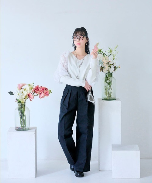 Chesty(チェスティー)の「Bellona パールコットンパンツ(その他パンツ・レディース・ブラック/ベージュ・0/1)」の5枚目の写真
