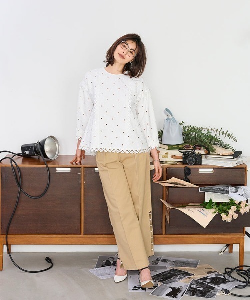 Chesty(チェスティー)の「Bellona パールコットンパンツ(その他パンツ・レディース・ブラック/ベージュ・0/1)」の8枚目の写真
