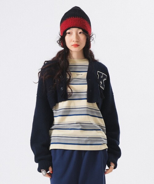 BEAMS BOY(ビームスボーイ)の「【1/15再値下げ】ショート レタード カーディガン(カーディガン/ボレロ・レディース・ホワイト系その他7/ネイビー・ONE SIZE)」の20枚目の写真