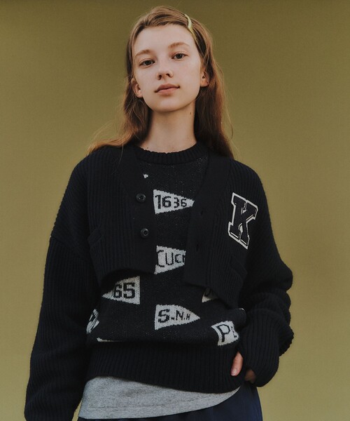 BEAMS BOY(ビームスボーイ)の「【1/15再値下げ】ショート レタード カーディガン(カーディガン/ボレロ・レディース・ホワイト系その他7/ネイビー・ONE SIZE)」の21枚目の写真