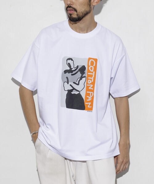 cotton pan（コットンパン）の「COTTON PAN/コットンパン レントン フロントプリントTシャツ / CP25SS-FH005（Tシャツ/カットソー・メンズ・ブラック/ホワイト・M/L）」の2枚目の写真