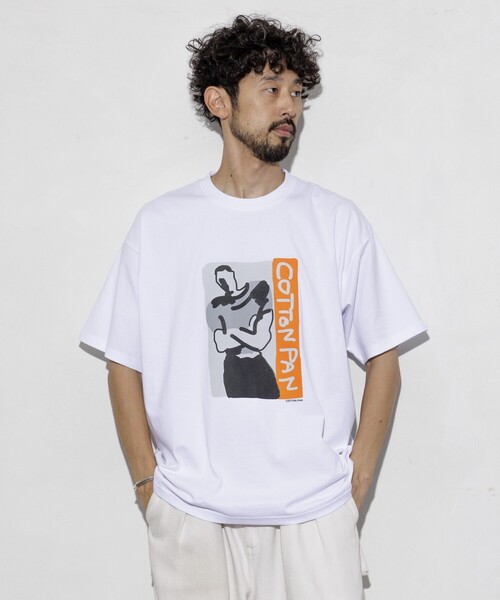 cotton pan（コットンパン）の「COTTON PAN/コットンパン レントン フロントプリントTシャツ / CP25SS-FH005（Tシャツ/カットソー・メンズ・ブラック/ホワイト・M/L）」の3枚目の写真