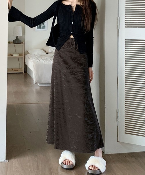 shoppinggo（ショッピングゴー）の「ロングスカート マキシ丈  Aラインスカート ペンシルスカート オールシーズン（スカート・レディース・ブラック/ブラウン/ベージュ・M）」の4枚目の写真