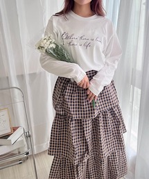 リボン英字ロンT/長袖Tシャツ