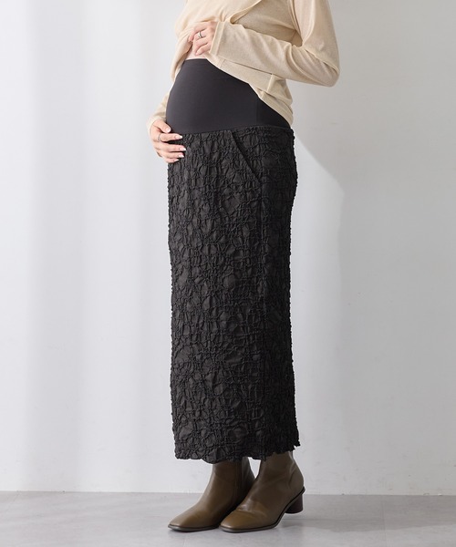 Rosemadame(ローズマダム)の「ふくれシャーリングスカート(マタニティ~産後)妊婦服 産前・産後対応(マタニティウェア/グッズ・レディース・ベージュ/モカ/ブラック・M/L/LL)」の1枚目の写真