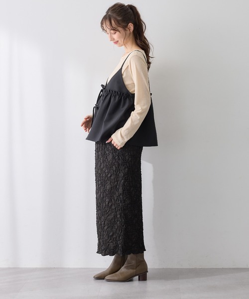 Rosemadame(ローズマダム)の「ふくれシャーリングスカート(マタニティ~産後)妊婦服 産前・産後対応(マタニティウェア/グッズ・レディース・ベージュ/モカ/ブラック・M/L/LL)」の5枚目の写真