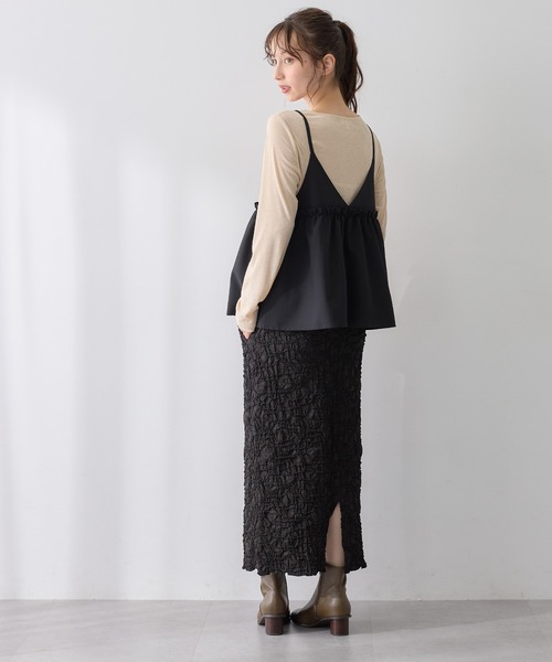 Rosemadame(ローズマダム)の「ふくれシャーリングスカート(マタニティ~産後)妊婦服 産前・産後対応(マタニティウェア/グッズ・レディース・ベージュ/モカ/ブラック・M/L/LL)」の7枚目の写真