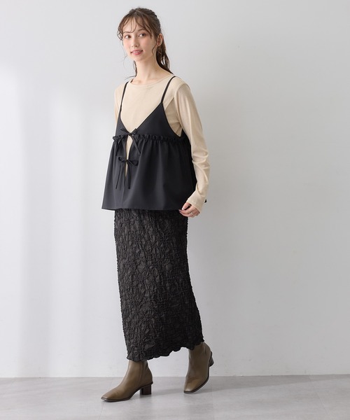 Rosemadame(ローズマダム)の「ふくれシャーリングスカート(マタニティ~産後)妊婦服 産前・産後対応(マタニティウェア/グッズ・レディース・ベージュ/モカ/ブラック・M/L/LL)」の8枚目の写真