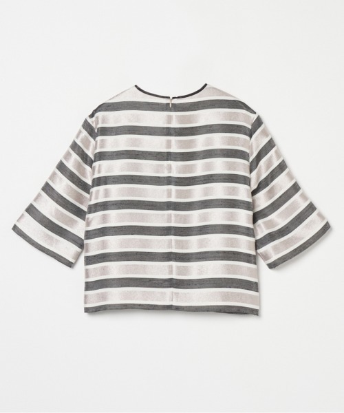 HELIOPOLE(エリオポール)の「GLITTER STRIPE TEE BLOUSE(Tシャツ/カットソー・レディース・ダークブラウン/ベージュ・38)」の3枚目の写真