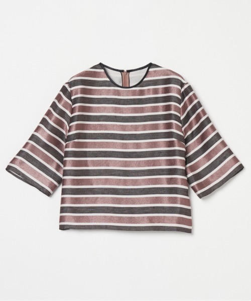 HELIOPOLE(エリオポール)の「GLITTER STRIPE TEE BLOUSE(Tシャツ/カットソー・レディース・ダークブラウン/ベージュ・38)」の9枚目の写真