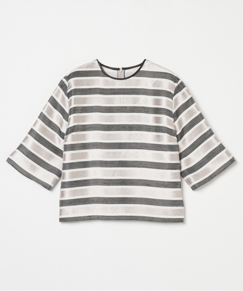 HELIOPOLE(エリオポール)の「GLITTER STRIPE TEE BLOUSE(Tシャツ/カットソー・レディース・ダークブラウン/ベージュ・38)」の16枚目の写真