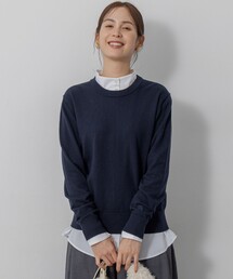 コットンカシミヤMIX刺繍入りニット