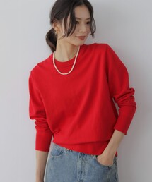 コットンカシミヤMIX刺繍入りニット