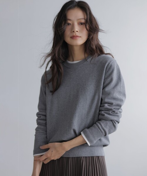 コットンカシミヤMIX刺繍入りニット（ニット/セーター）｜組曲