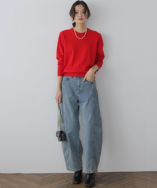 組曲(クミキョク)の「コットンカシミヤMIX刺繍入りニット(ニット/セーター・レディース・ライトグレー系/ネイビー系/レッド系・2/3)」の11枚目の写真