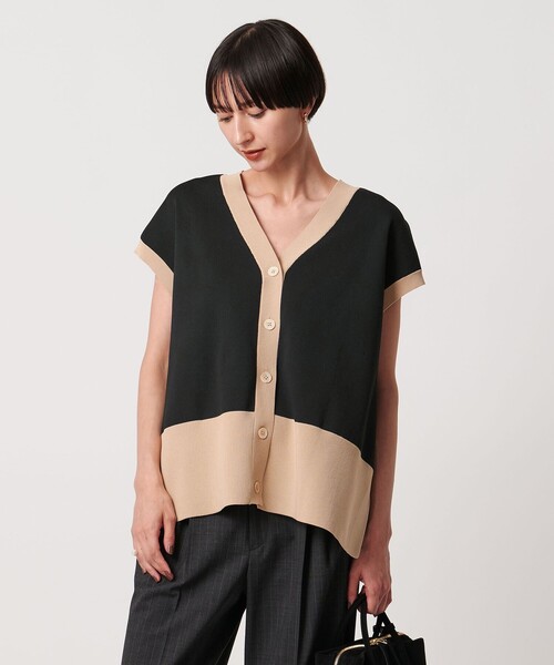 UNITED ARROWS（ユナイテッドアローズ）の「ミニマル 2WAY ベスト‐ウォッシャブル‐（ニット/セーター・レディース・ブラック/ダークブラウン/ベージュ・FREE）」の2枚目の写真