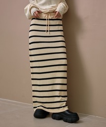 LAULEN | border long knit skirt /配色ボーダーロングニットスカート(スカート)