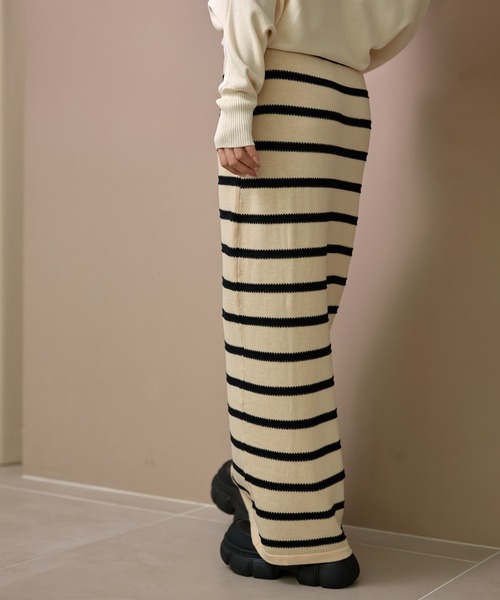 LAULEN(ローレン)の「border long knit skirt /配色ボーダーロングニットスカート(スカート・レディース・アイボリー/ブラック/ブラウン・FREE)」の16枚目の写真
