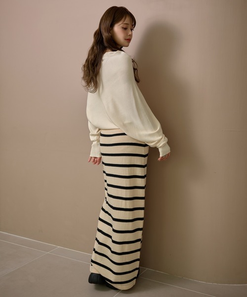 LAULEN(ローレン)の「border long knit skirt /配色ボーダーロングニットスカート(スカート・レディース・アイボリー/ブラック/ブラウン・FREE)」の20枚目の写真