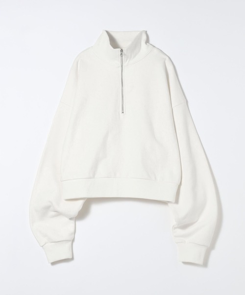 JEANASIS（ジーナシス）の「ハーフZIPショートプルオーバー/599189（スウェット・レディース・オフホワイト/ネイビー/ブラック・FREE）」の2枚目の写真