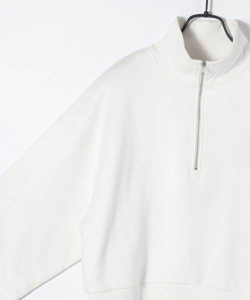JEANASIS（ジーナシス）の「ハーフZIPショートプルオーバー/599189（スウェット・レディース・オフホワイト/ネイビー/ブラック・FREE）」の6枚目の写真