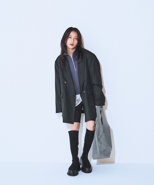 JEANASIS（ジーナシス）の「ハーフZIPショートプルオーバー/599189（スウェット・レディース・オフホワイト/ネイビー/ブラック・FREE）」の13枚目の写真