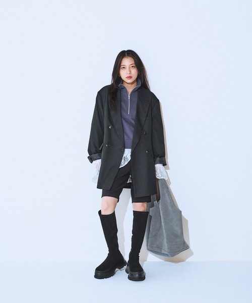 JEANASIS（ジーナシス）の「ハーフZIPショートプルオーバー/599189（スウェット・レディース・オフホワイト/ネイビー/ブラック・FREE）」の14枚目の写真