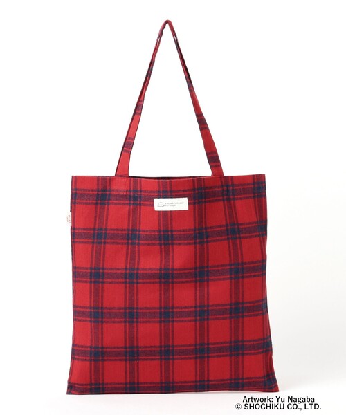 PORTER 赤×白　チェック　トートバッグ 限定品　ポーター 小津安二郎監督 / イラストトートバッグ チェック（トートバッグ