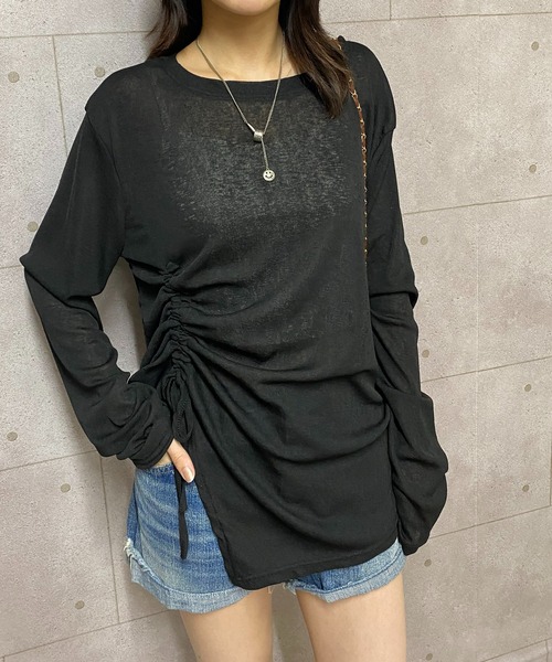 NANEA（ナネア）の「サイドシャーリングシアートップス（Tシャツ/カットソー・レディース・ホワイト/ブラック・SMALL/MEDIUM/LARGE）」の16枚目の写真